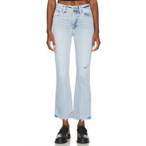Pistola Lennon High Rise Boot Jean Raw Hem Light Wash Distressed Cropped 26